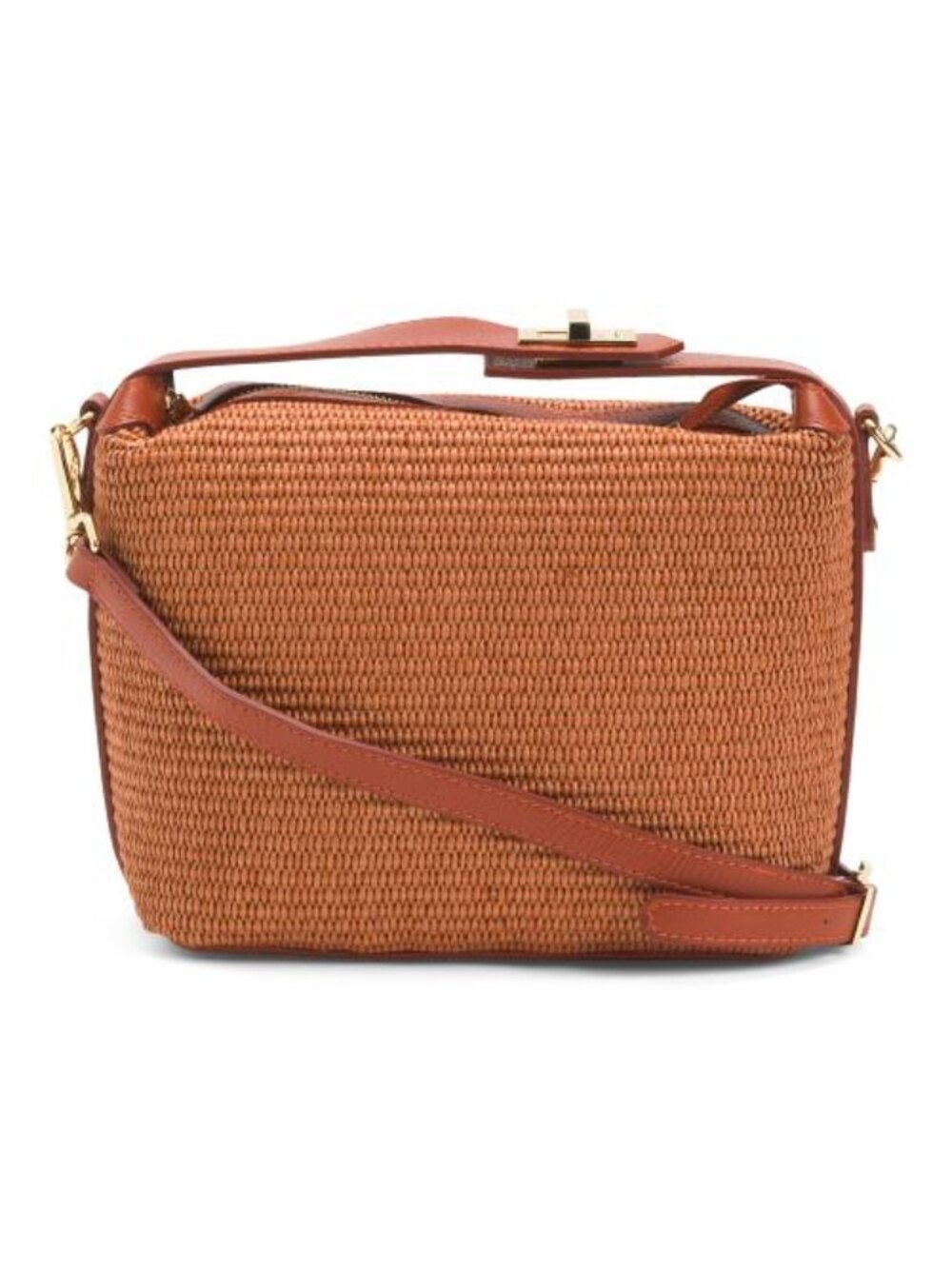 VIOLA CASTELLANI Made In Italy Straw Medium Folded Handle Satchel